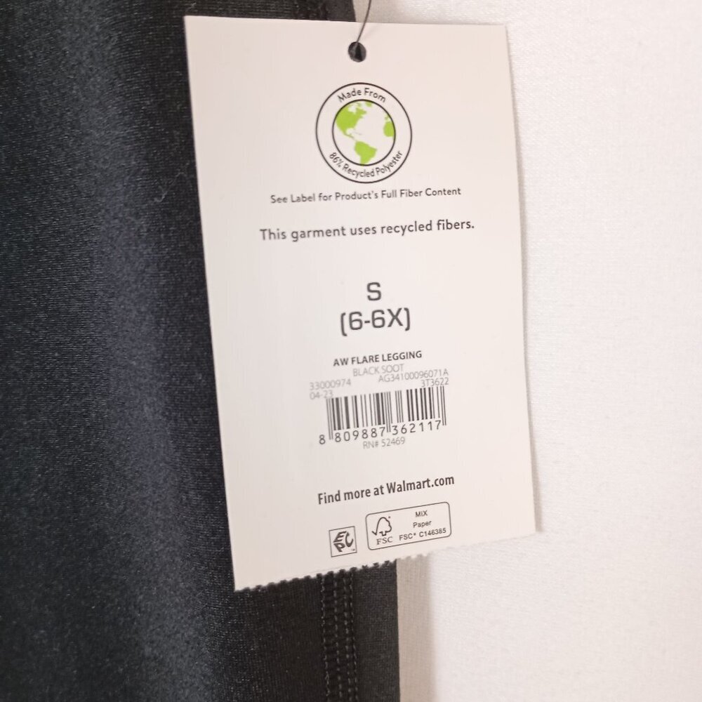 Athletic Works Girls Black Flare Leggings Size 6-6X NWT Stretch - Picture 3 of 5